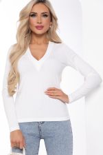 Джемпер с V-образным вырезом (белый) Б8273 LT Collection