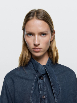 Massimo Dutti Джинсовая рубашка с деталью на воротнике, темно-синий