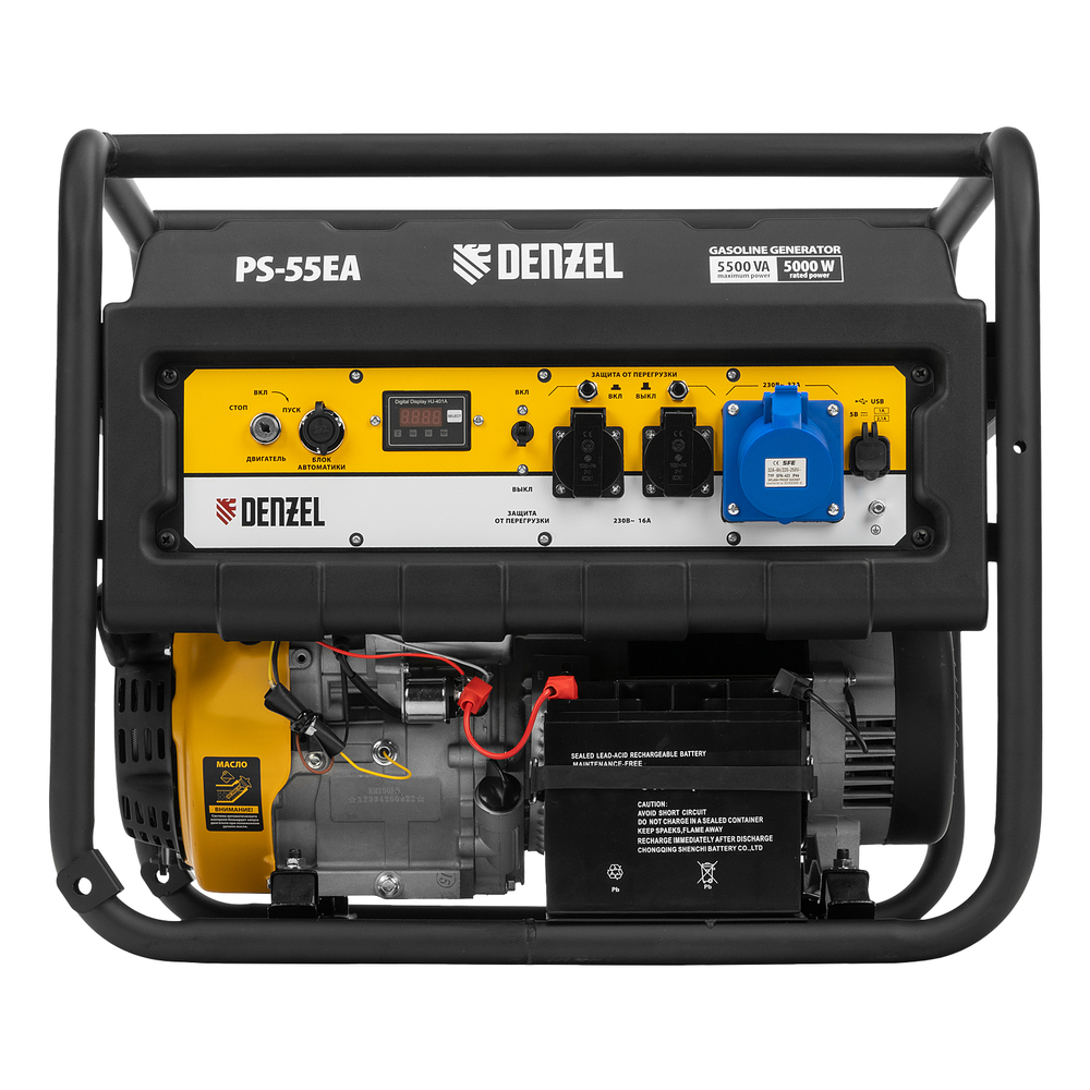 Генератор бензиновый Denzel PS-55EA, 5,5 кВт, 230В, 25л, коннектор автоматики, электростартер