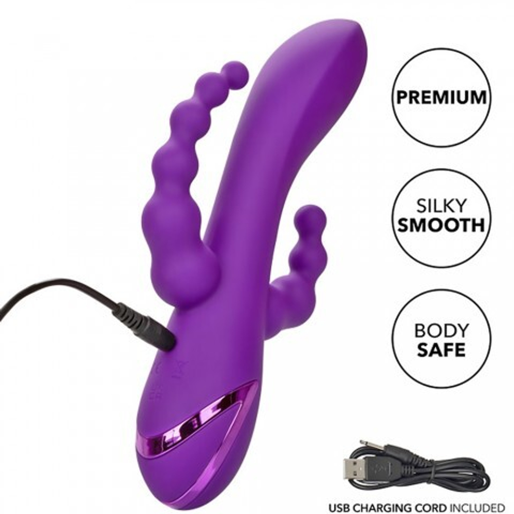 Вибромассажер с тройной стимуляцией CalExotics California Dreaming Long Beach Bootylicious (11.5 см х 3.25 см)