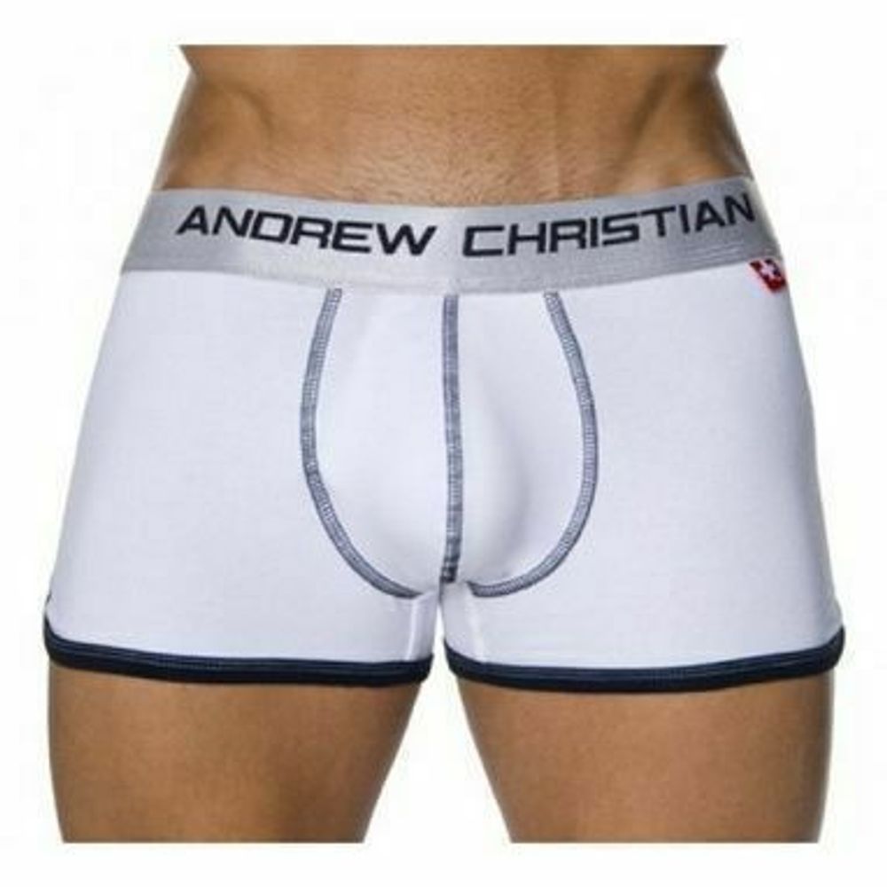 Мужские трусы хипсы белые с пуш-ап Andrew Christian White Shock Jock Boxer 4720