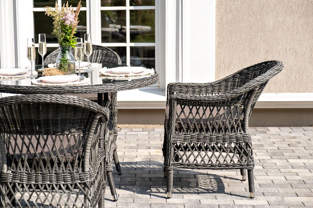 "Дольче" обеденная группа из искусственного ротанга, цвет графит