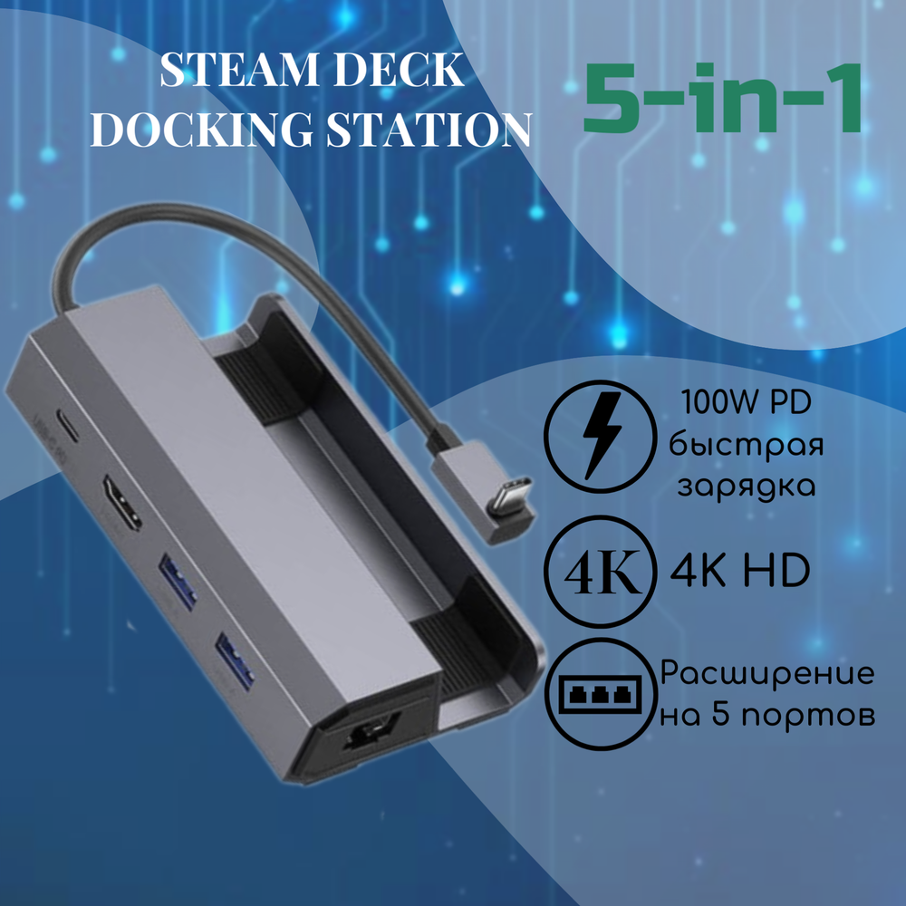 Док-станция 5 в 1 JSAUX HB0602 для Steam Deck