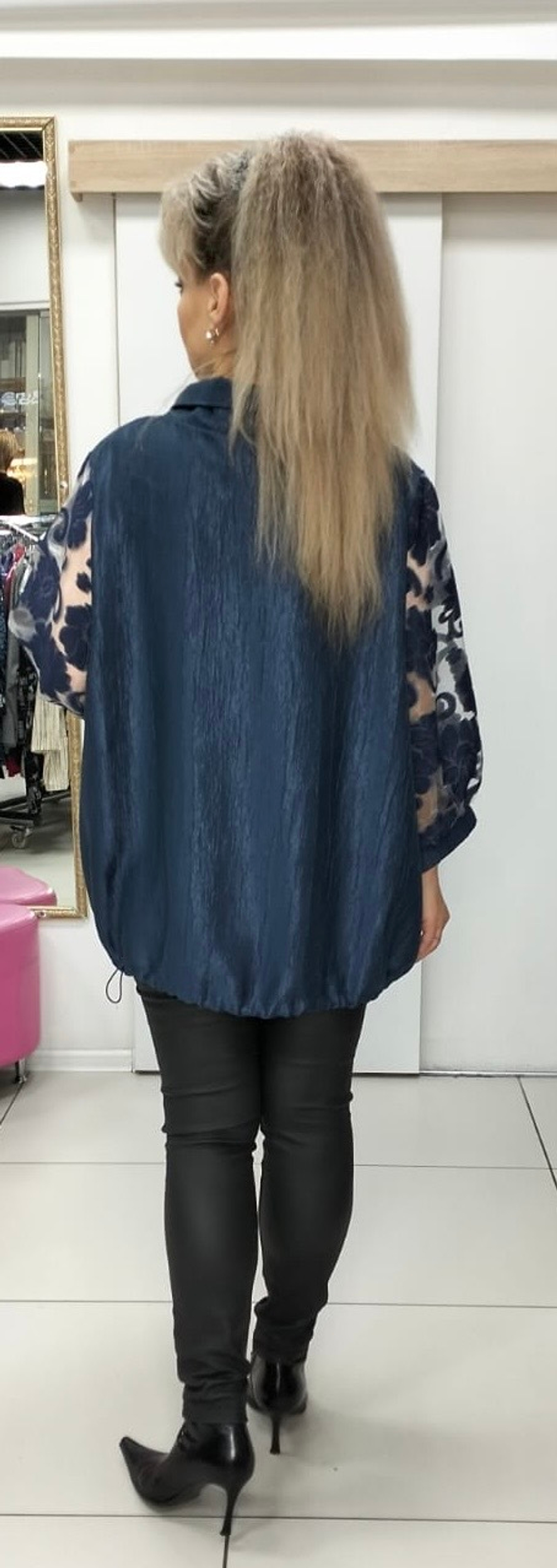 Комбинированный блузон-туника с подвеской