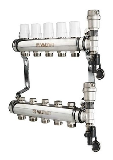 Коллекторный блок Valtec 1"х3/4" 4 выхода (нерж. сталь) VTc.588.EMNX.0604