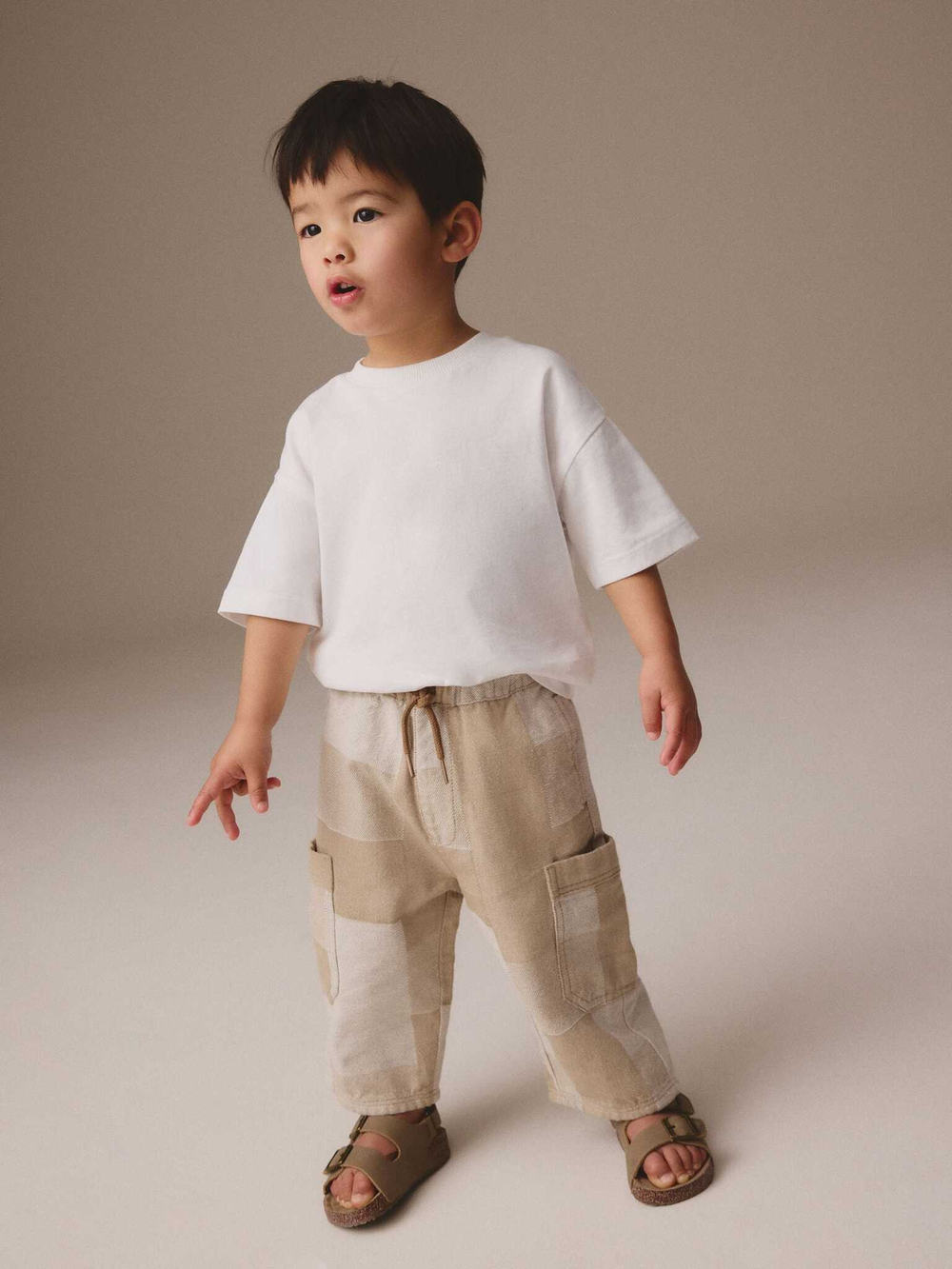 Брюки карго широкие для мальчика Next E45-333, Песочный