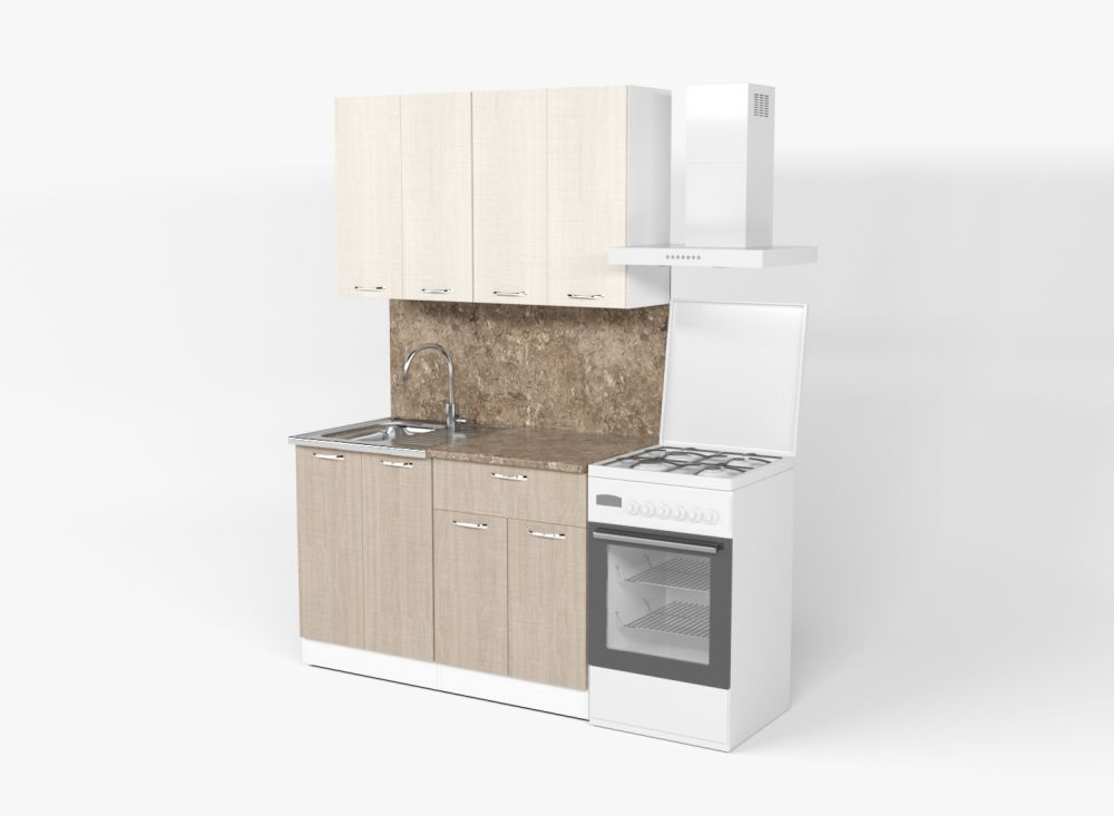 Кухонный гарнитур Ольга мини 1 1000 мм (Латте/Карамель/Белый, Аламбра темная)