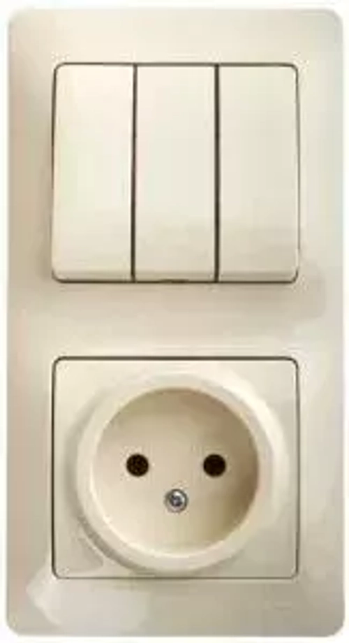 Schneider Electric Glossa Бежевый Блок: розетка и 3-клавишный выключатель IP20 скрытая установка GSL000276