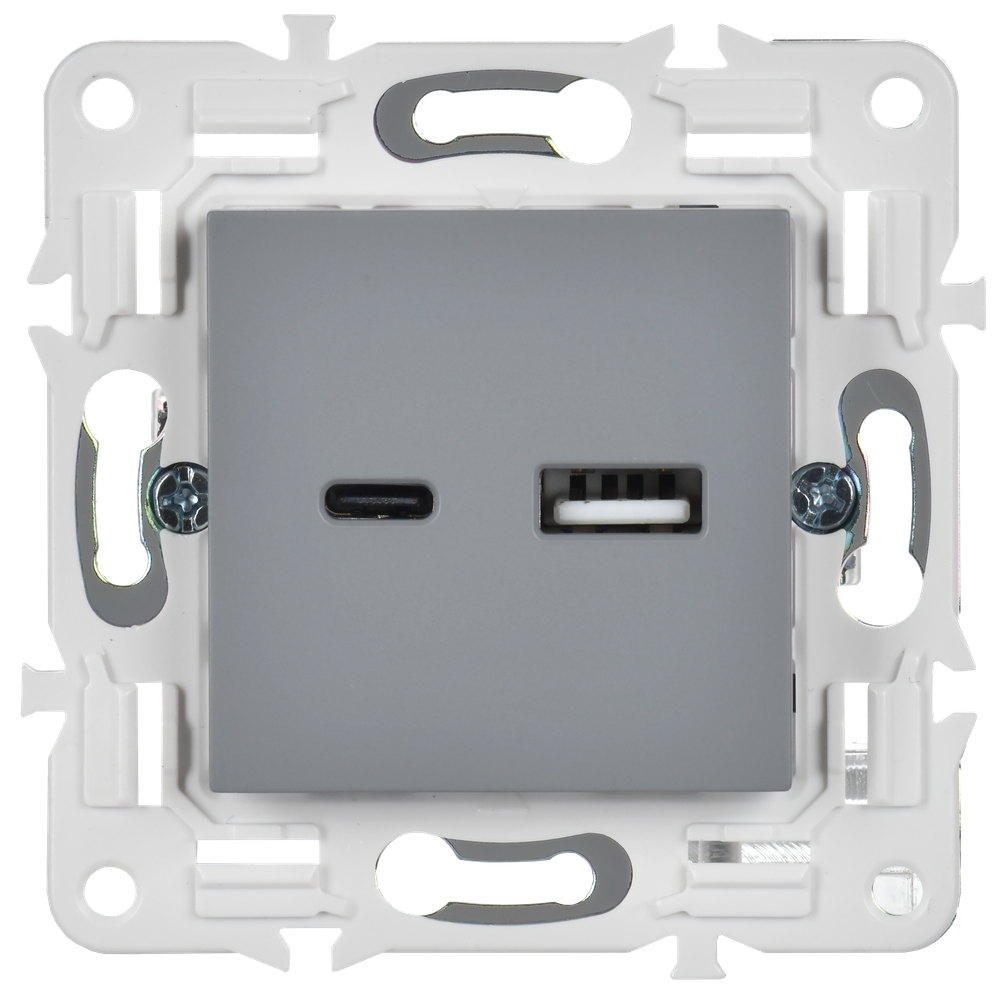 SKANDY Розетка USB A+C 3,1А SK-R14Gr серый IEK