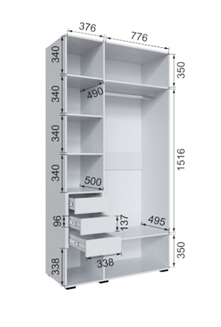 Шкаф с 3 ящиками внутри без зеркала Бруклин 120Ш