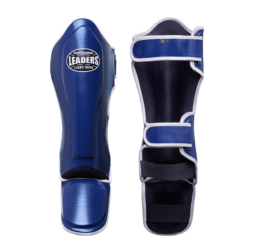 Защита голени LEADERS BL/WH ( кожа, синий/белый)