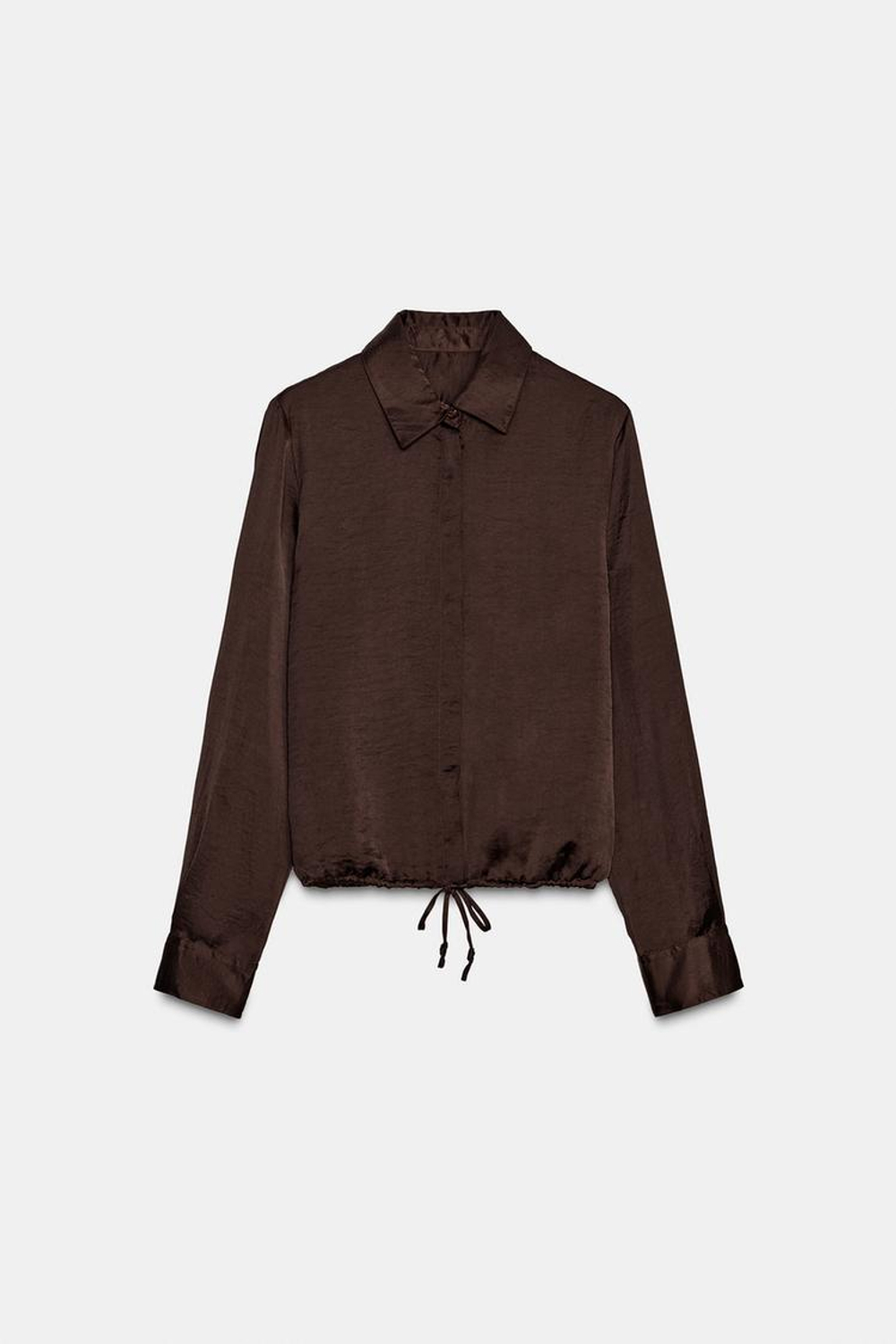 ZARA АТЛАСНАЯ РУБАШКА ZW WOMAN, КОРИЧНЕВЫЙ