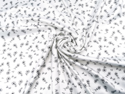 Эластичный бельевой атлас-стрейч, цветы на белом фоне, (Арт: ASP-007)