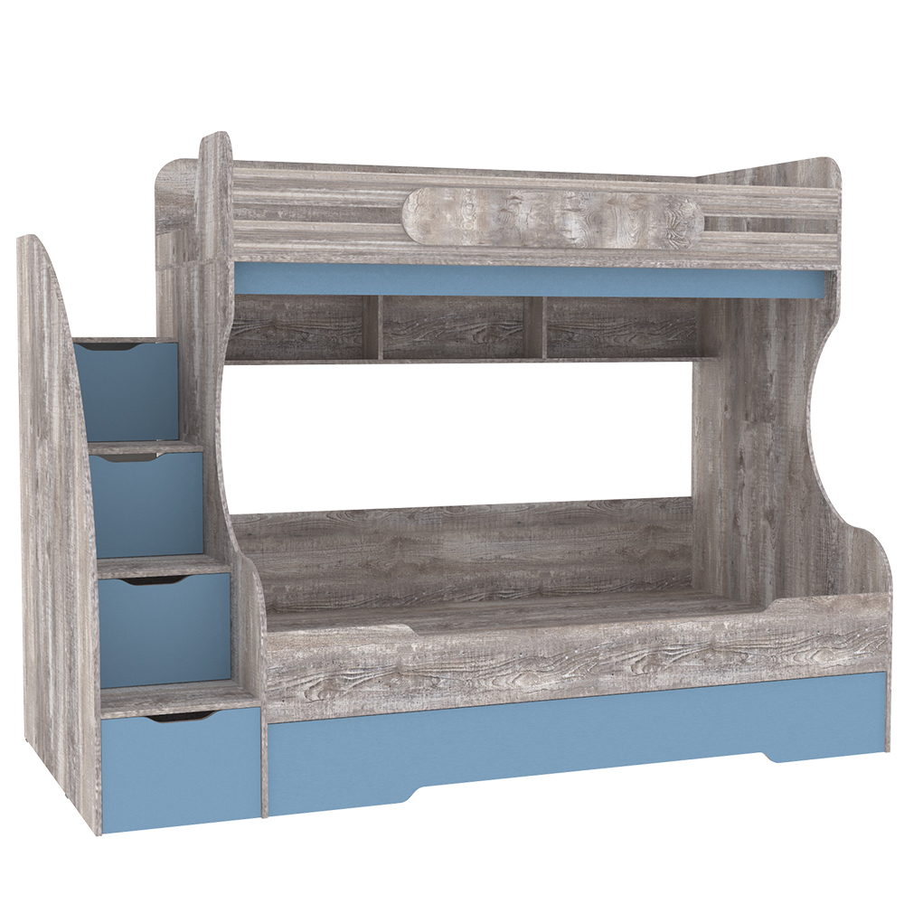 Трехъярусная кровать КарИВи БИГ Бетон Светло-синий, голубой