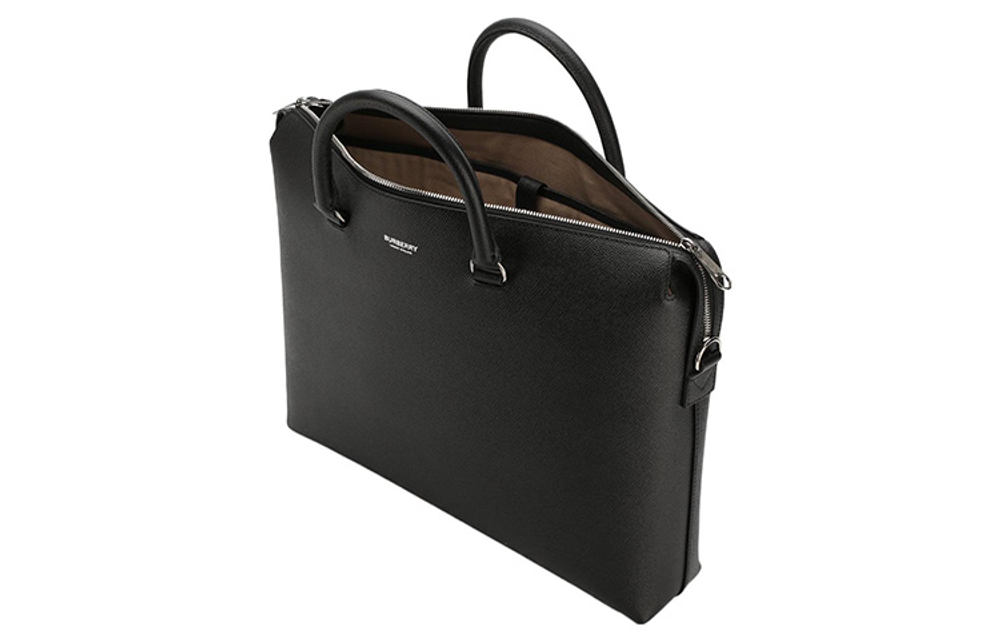 Burberry Calfskin Portable One Shoulder Crossbody Laptop Bag Men"s Black