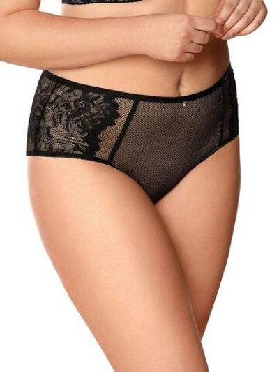 Трусики-слипы с широкими кружевными вставками (Размер: S) (Цвет: черный)