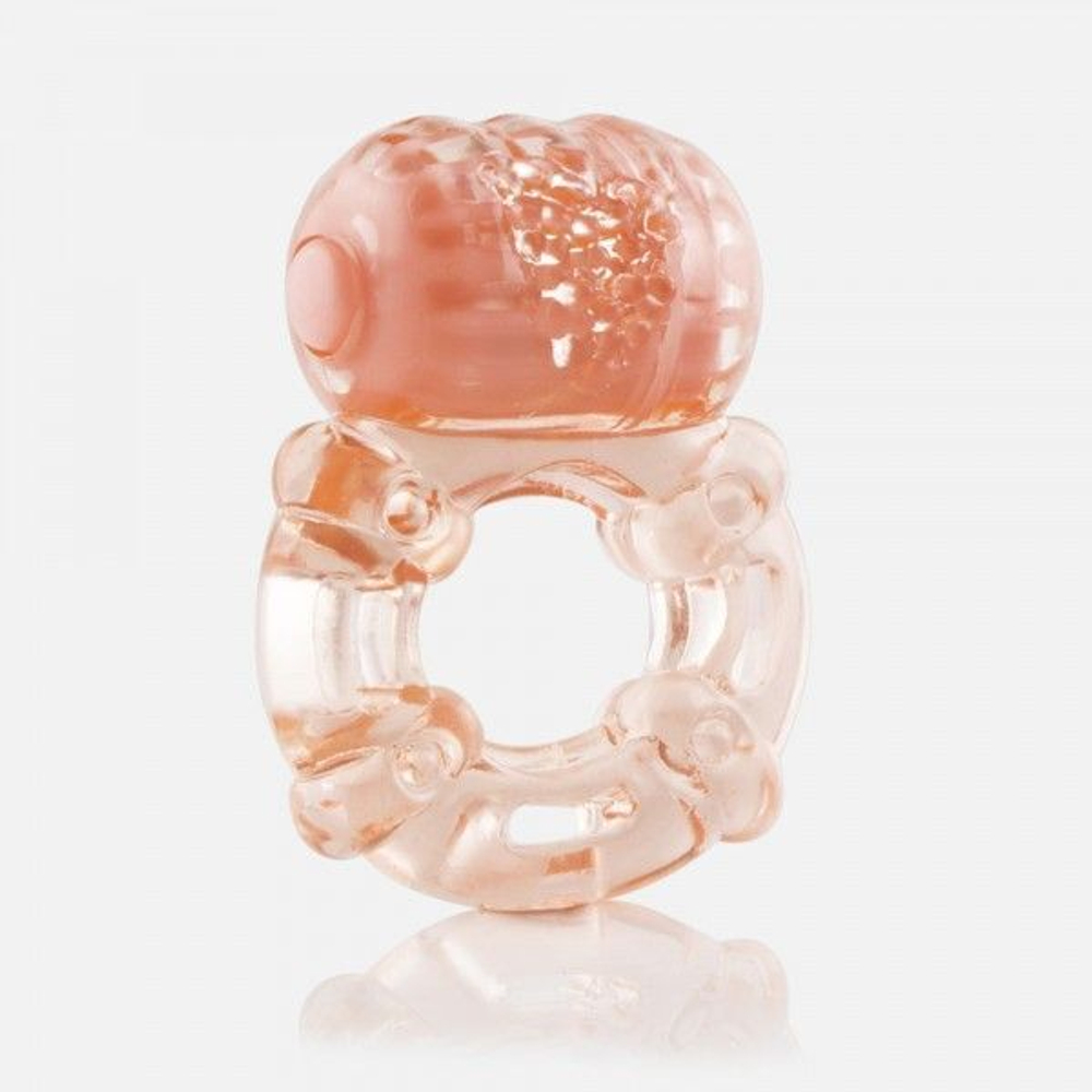 Эрекционное кольцо с вибрацией THE BIG O (Цвет: персиковый)