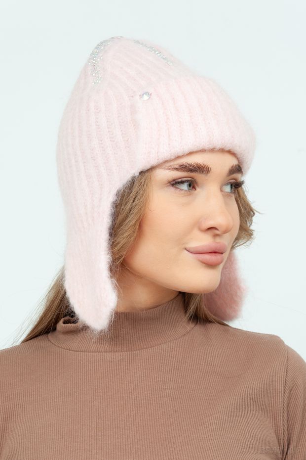 1121 UO Ушанка (Пудра / 57-58 / - / 30х30х6 / 57 / Розовый / Шерсть / 0.3)