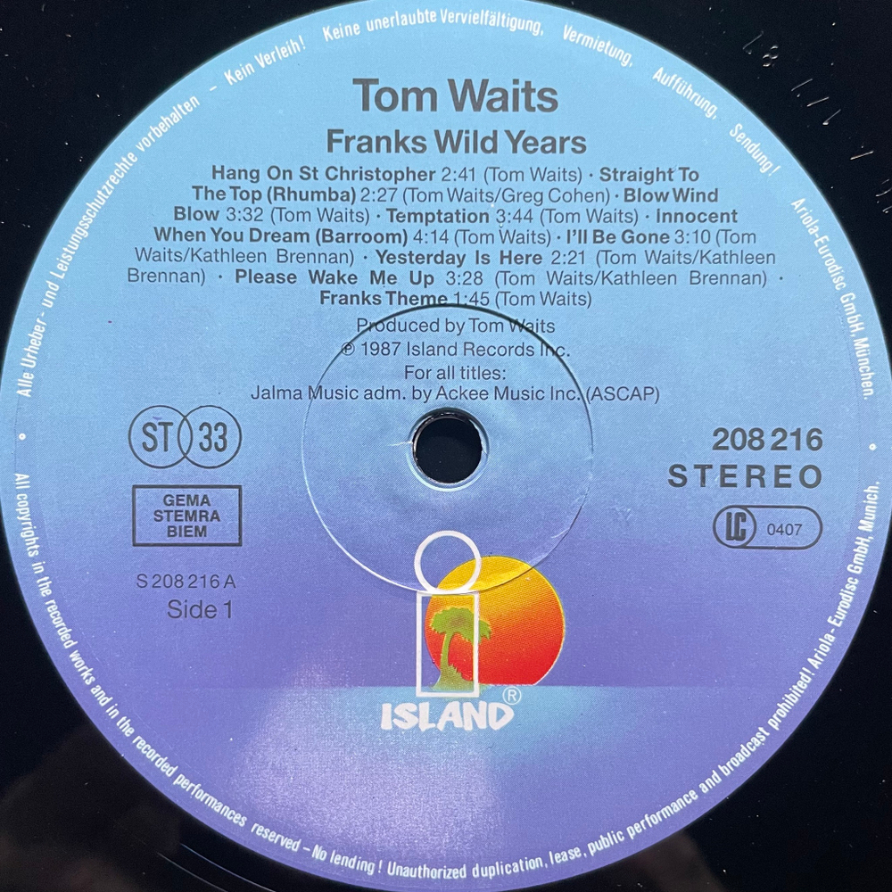 Tom Waits ‎– Franks Wild Years (Европа 1987г.)