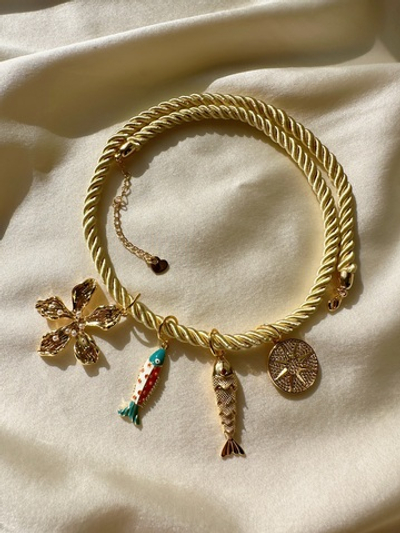 Желтый Чокер шнур с подвеской на выбор