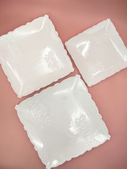 Тарелка глубокая с бортиком 16х5,5 см. квадратная, набор 4 шт. "Орнамент"