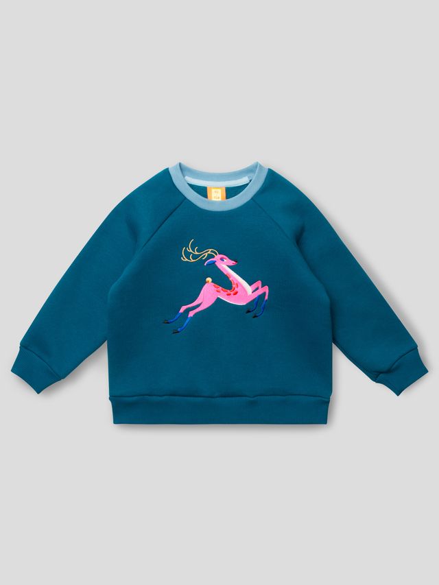 Свитшот цвета морской глубина "Олень"