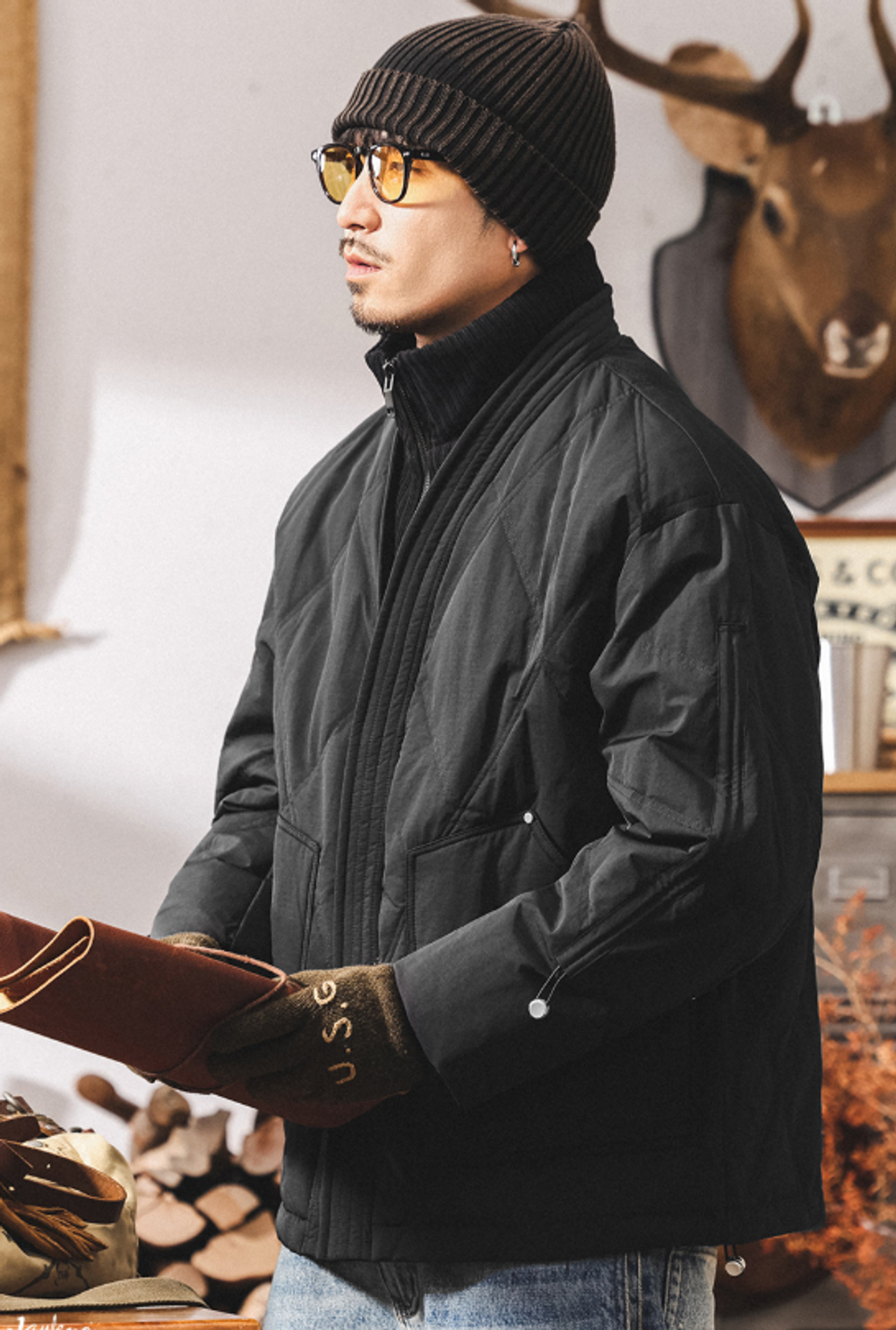 Легкая осенне-зимняя модная брендовая теплая куртка с воротником шалька и отстёгивающимся трикотажным воротником