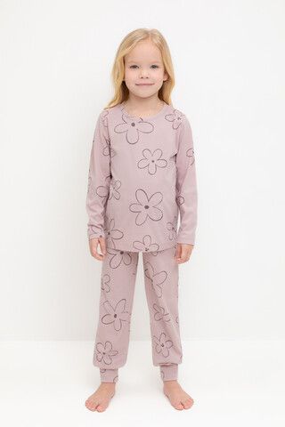 пижама  для девочки  К 1561/розово-сиреневый,контурные цветы