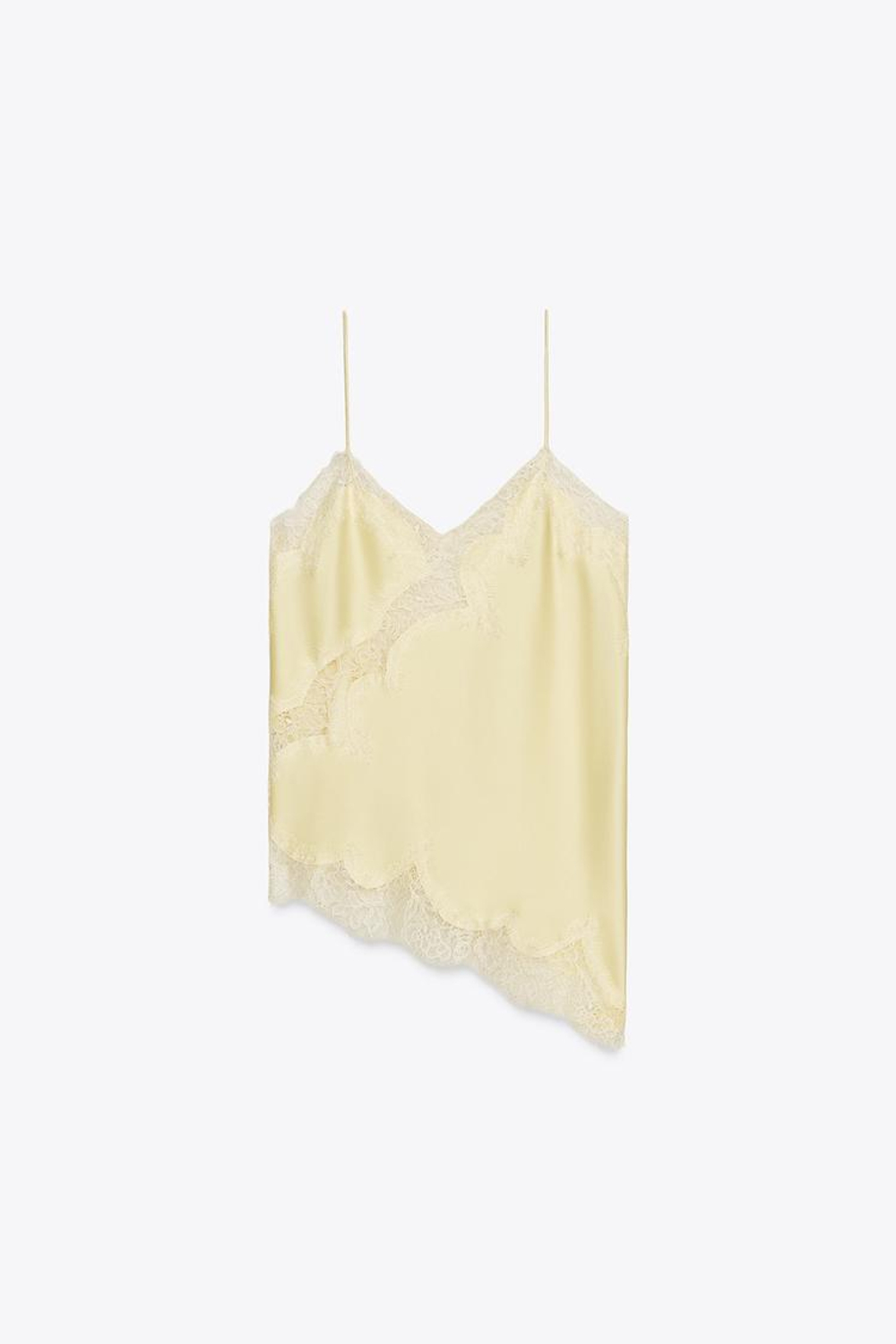 ZARA ТОП В БЕЛЬЕВОМ СТИЛЕ С КРУЖЕВОМ — ZW COLLECTION, ЖЕЛТЫЙ