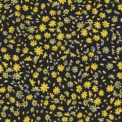 Мелкие желтые цветочки на чёрном фоне
