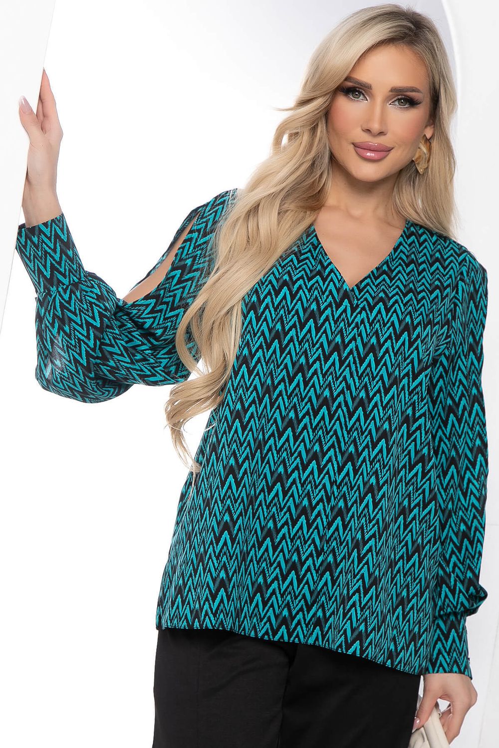 Блуза "Тайное чувство" (бирюза/черная) Б8519 LT Collection