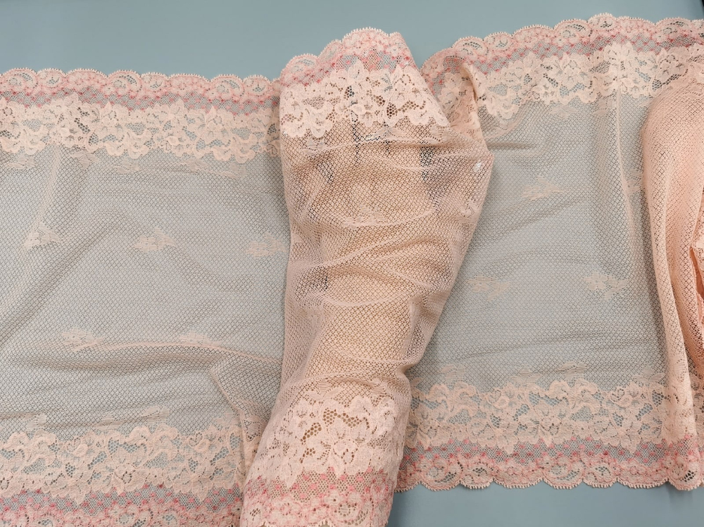 Эластичное кружево, 33см, розовая пудра, (Арт: EK-2738), м