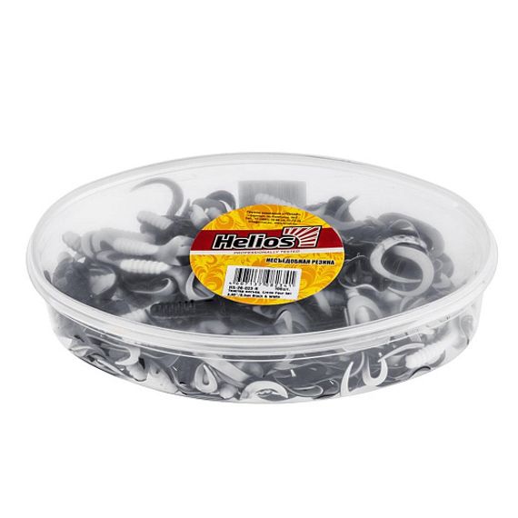 Твистер несъедоб. Helios Credo Four tail 3,35&quot;/8,5 см Black &amp; White 100шт. (HS-20-023-N)