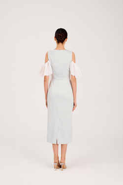 Платье Mina голубое (c воланами на рукавах)