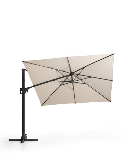Бежевый консольный зонт Noli с графитовой алюминиевой конструкцией, 300 x 300 см