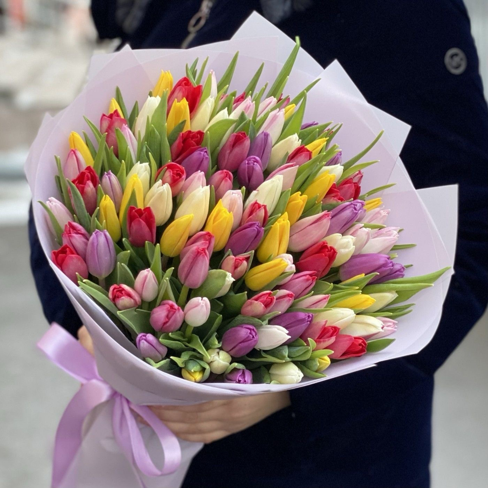 Букет микс из тюльпанов "Three colours"