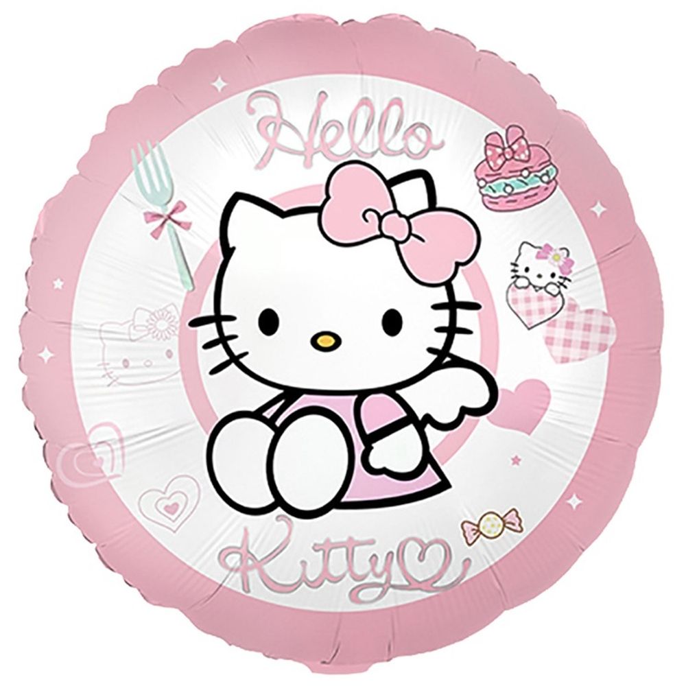 Круглый шар с гелием с изображением кошечки Hello Kitty (Хеллоу Китти)