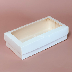 Коробка на 14 макаронс с окном 21 х 11 х 5,5 см, белая