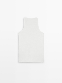 Massimo Dutti Топ на бретелях из 100% льна, белый