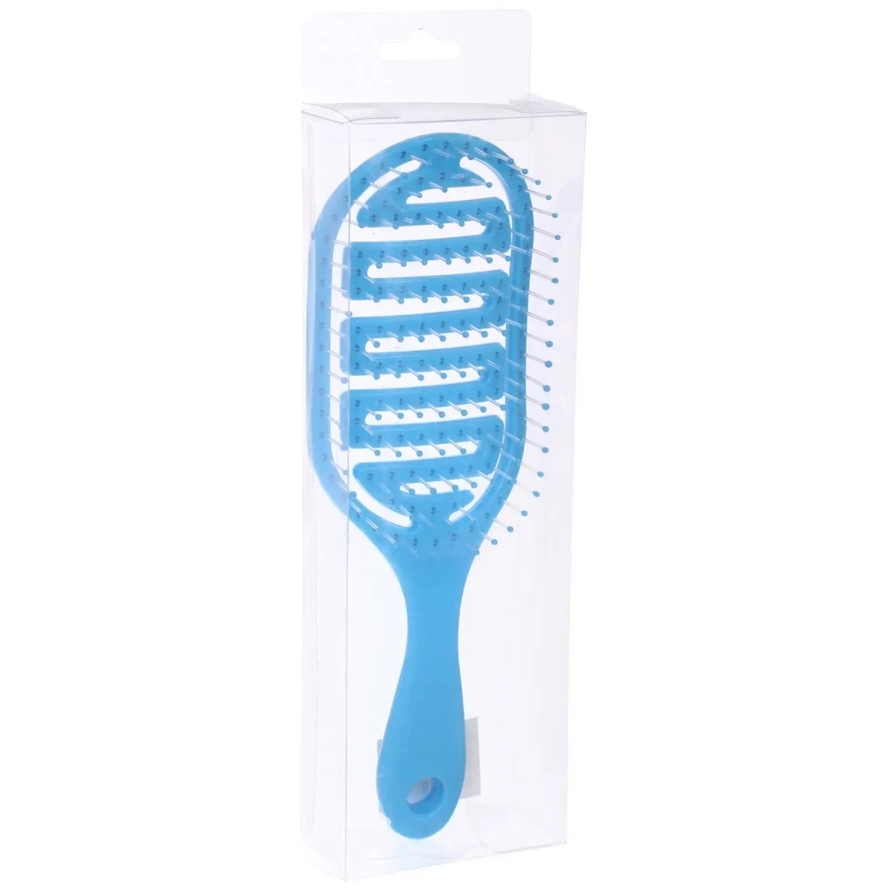 Расческа массажная продувная «МАРЦИПАН», цвет голубой, 8*24см (пластиковая коробка)●