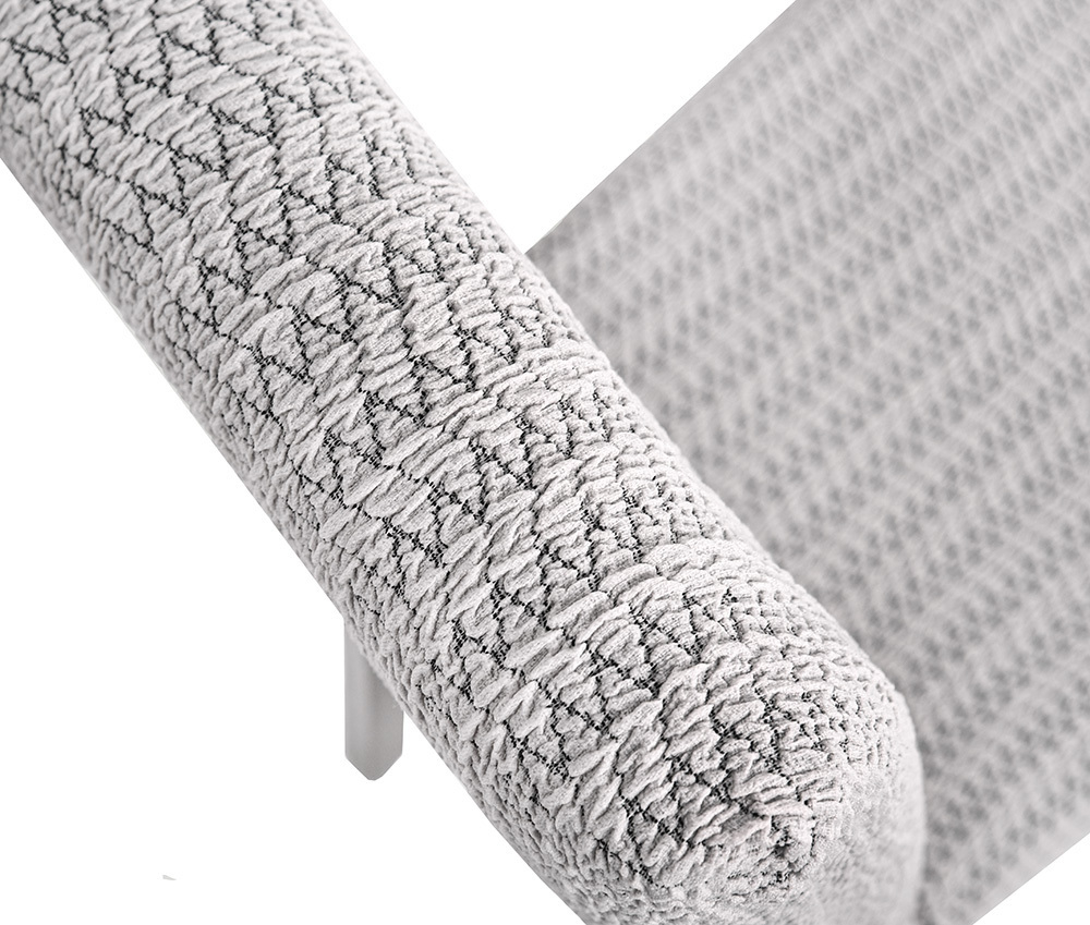 Чехол на стул без оборки Зигзаг, цвет Слоновая кость, Набор 4 шт.