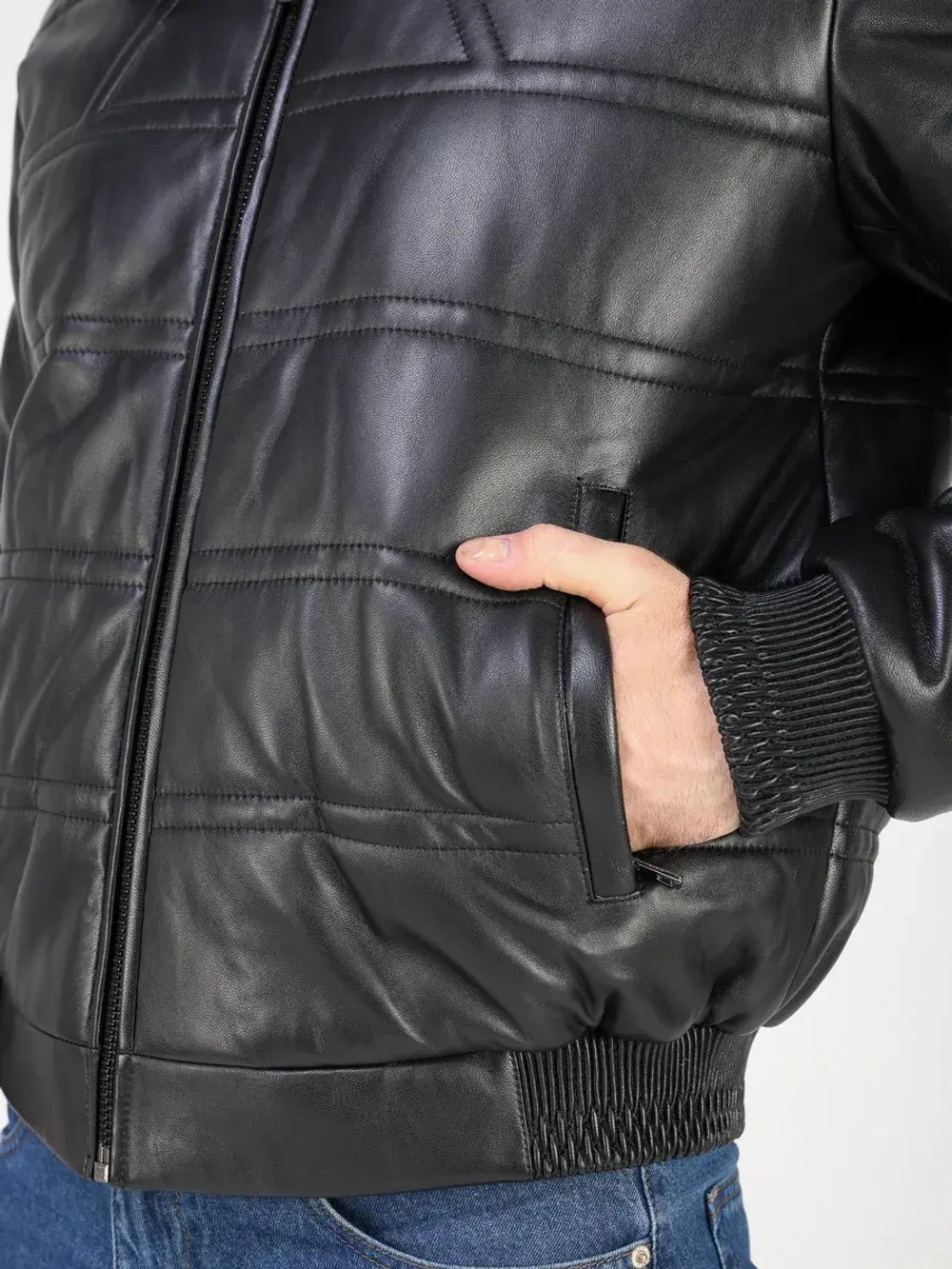 Куртка пуховик из натуральной кожи зимняя