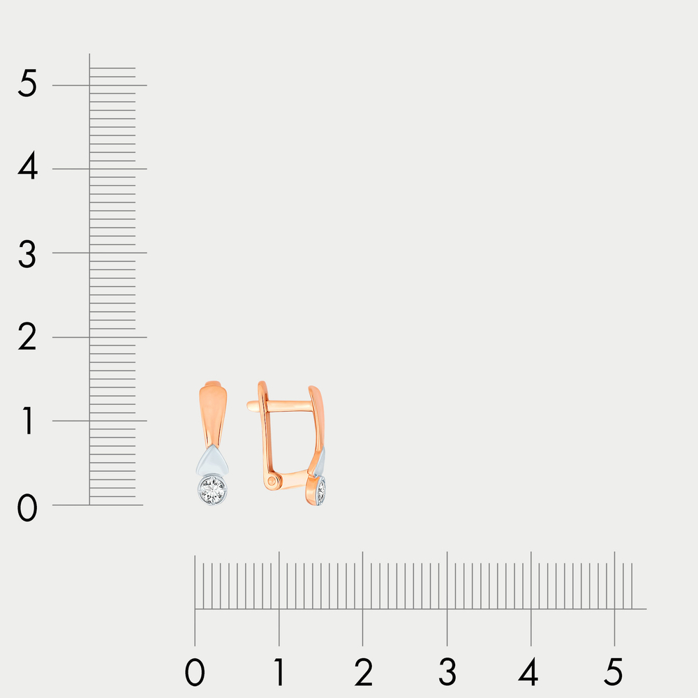 Серьги женские с фианитами из розового золота 585 пробы (арт. 128287)