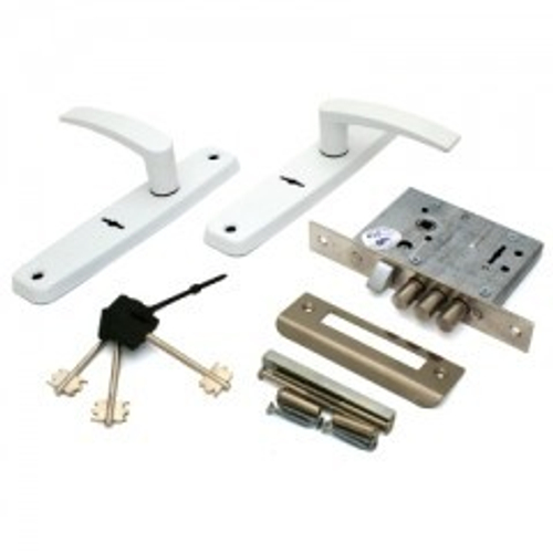 Замок врезной Рязань ЗВ 9-8/13  белый  м/о  55м   с/ручк. 76803 3кл. /4418