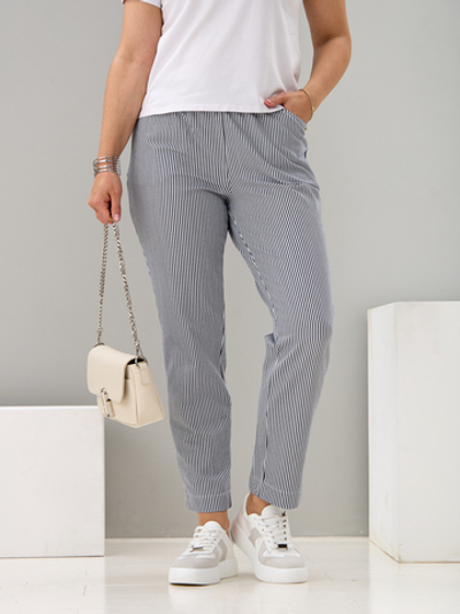 Брюки Бдж-129/синяяполоса-джинс