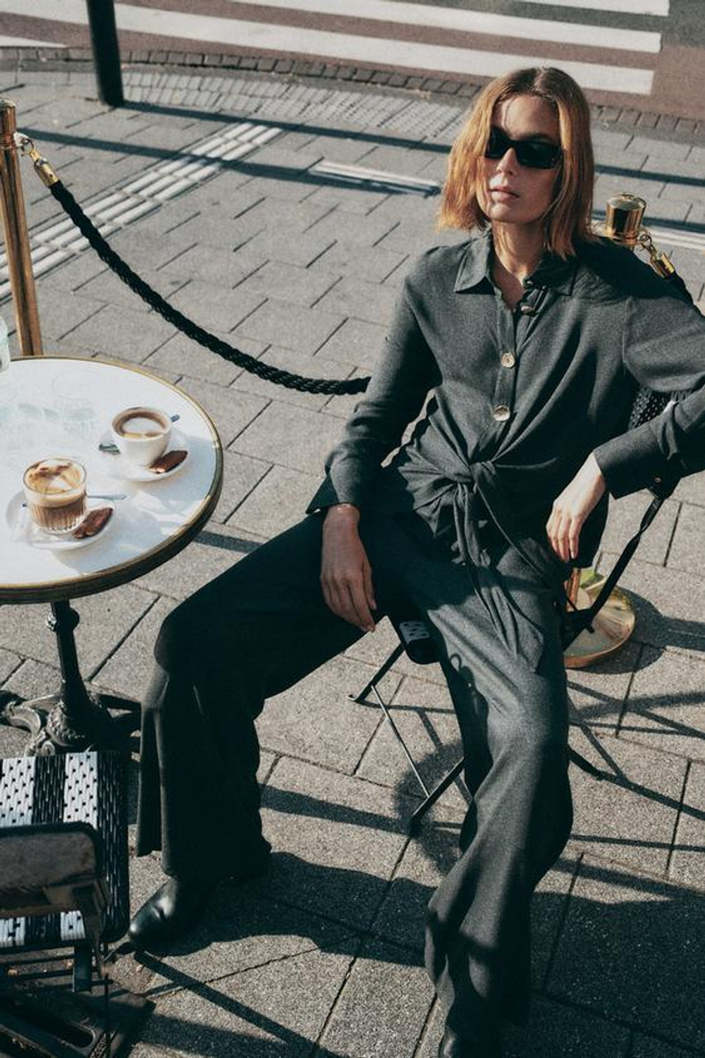 ZARA ПРЯМЫЕ БРЮКИ, ТЕМНО-СЕРЫЙ