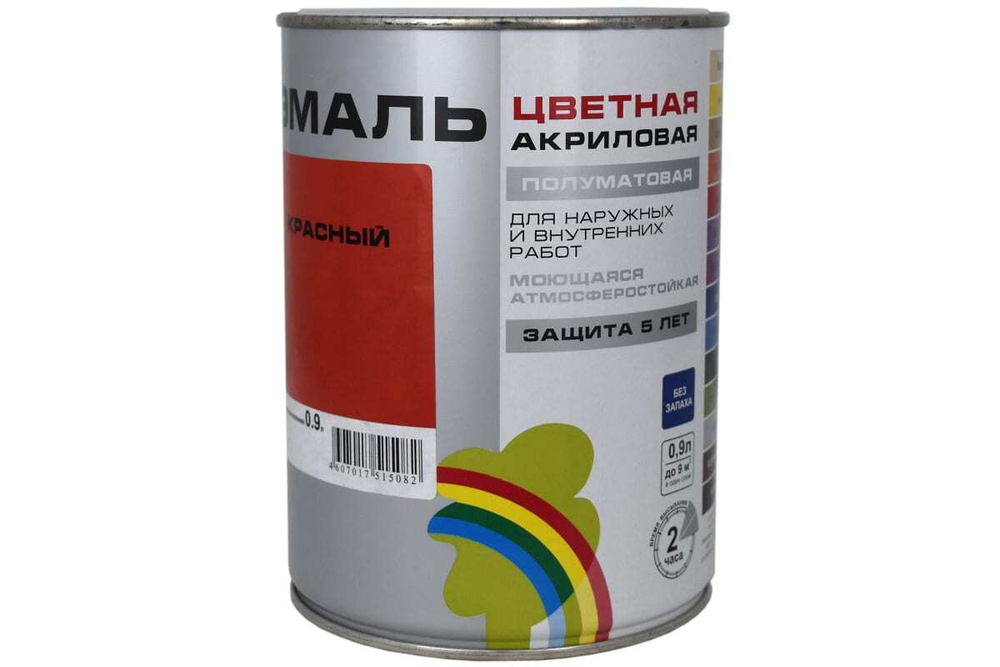 ЭМАЛЬ COLORS РАДУГА-220 АКРИЛОВАЯ 0,9Л КРАСНЫЙ