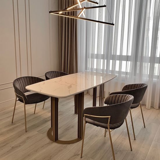 Стул Portman серый велюр с золотыми ножками