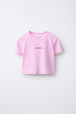 ZARA РУБАШКА В ПОЛОСКУ И ФУТБОЛКА В РУБЧИК С ВЫШИВКОЙ, РОЗОВЫЙ