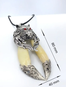Защитный магический кулон амулет с настоящими Клыками Волка